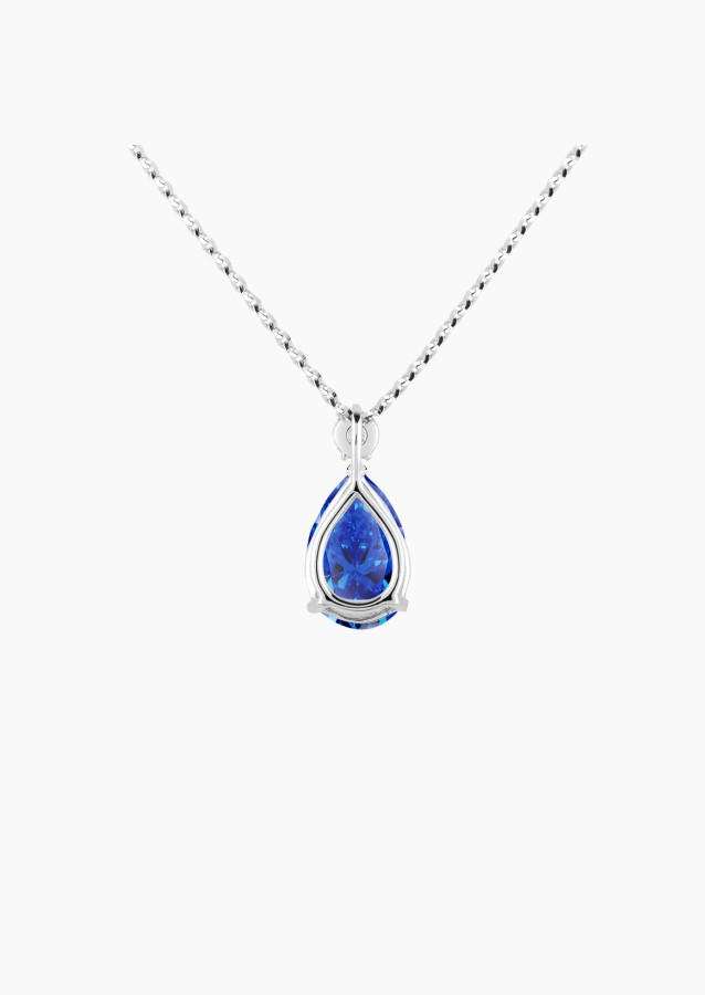 Jacques necklace in white gold with pear-shaped blue sapphire and brilliant-cut diamond – Maison Lepage, French jeweler and desi