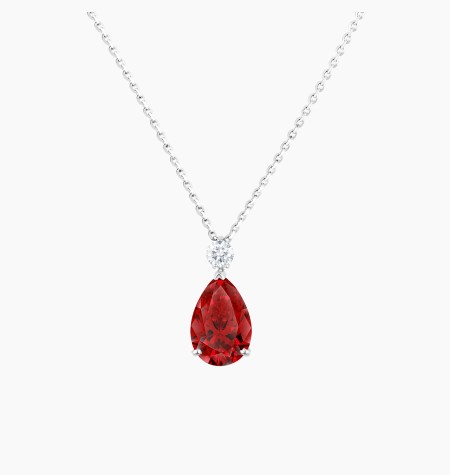 Jacques necklace in white gold with pear-shaped ruby and brilliant-cut diamond – Maison Lepage, French jeweler and designer sinc