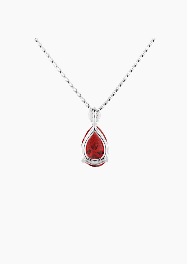 Jacques necklace in white gold with pear-shaped ruby and brilliant-cut diamond – Maison Lepage, French jeweler and designer sinc