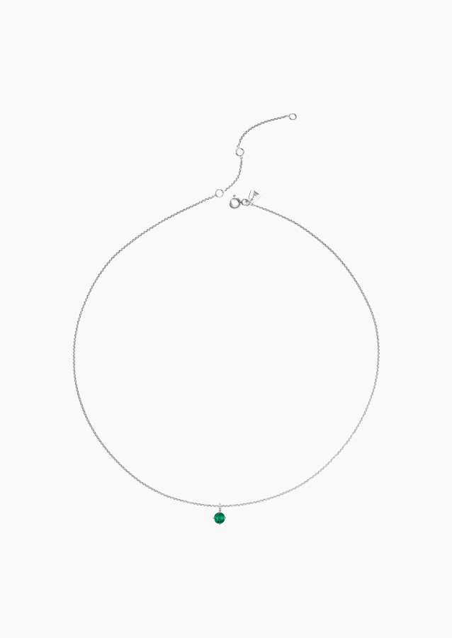 Flirt necklace in white gold with emerald and diamonds – Maison Lepage, French jeweler and designer since 1922.