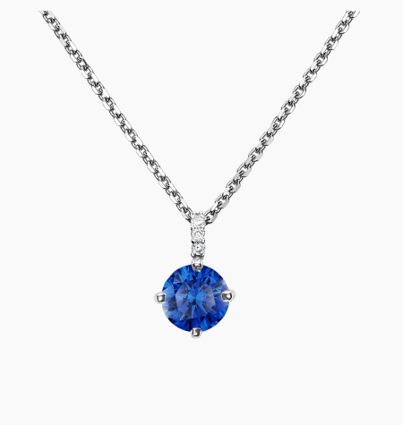 
                                                                                    Flirt necklace in white gold with blue sapphire and diamonds – Maison Lepage, French jeweler and designer since 1922.
                                                                            