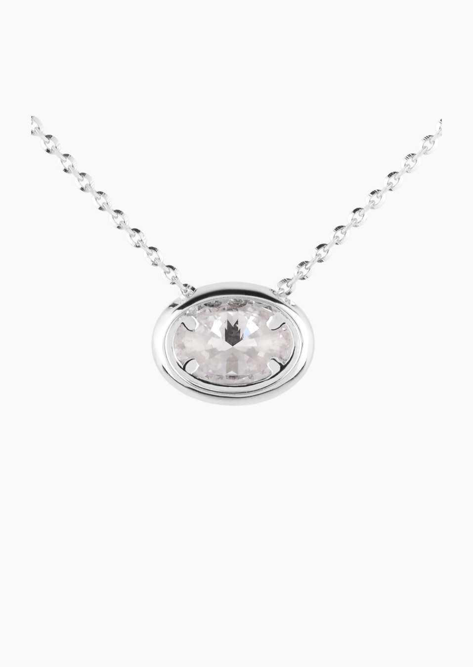 Collier Eléanor en or blanc, diamant ovale et diamants - Maison Lepage joaillier créateur français 1922