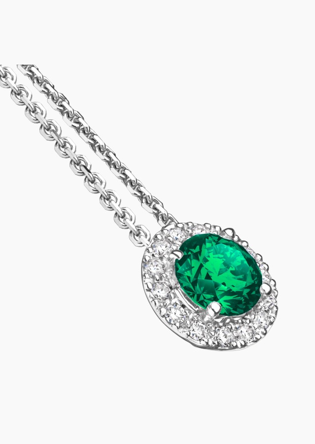 Coquette necklace in white gold, emerald and diamonds - Maison Lepage jewellery designer in France 1922