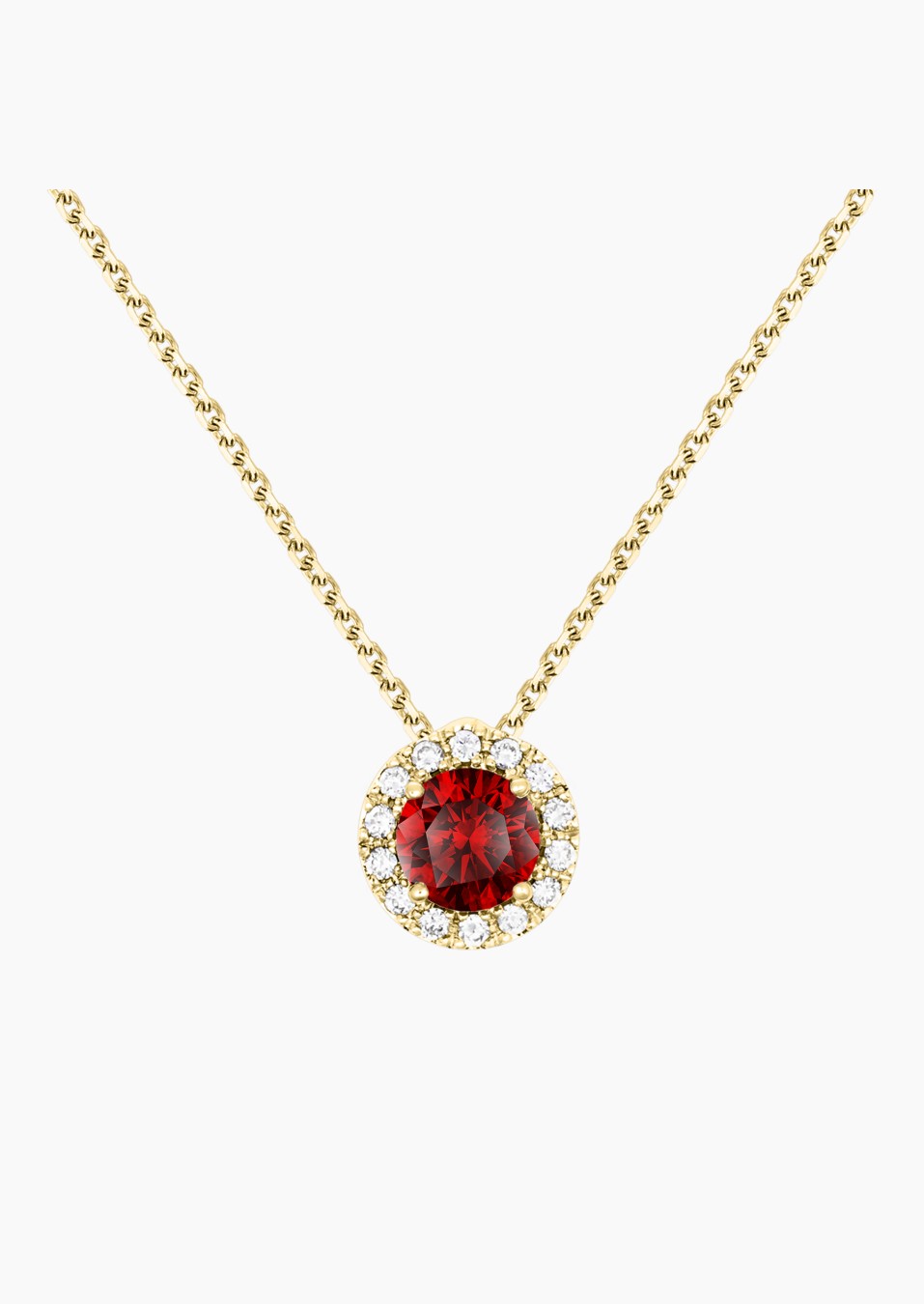 Coquette necklace in yellow gold with ruby and diamonds – Maison Lepage, French jeweler and designer since 1922.