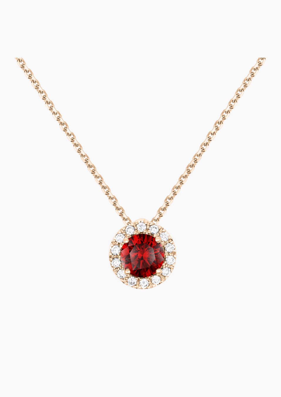 Coquette necklace in rose gold with ruby and diamonds – Maison Lepage, French jeweler and designer since 1922.