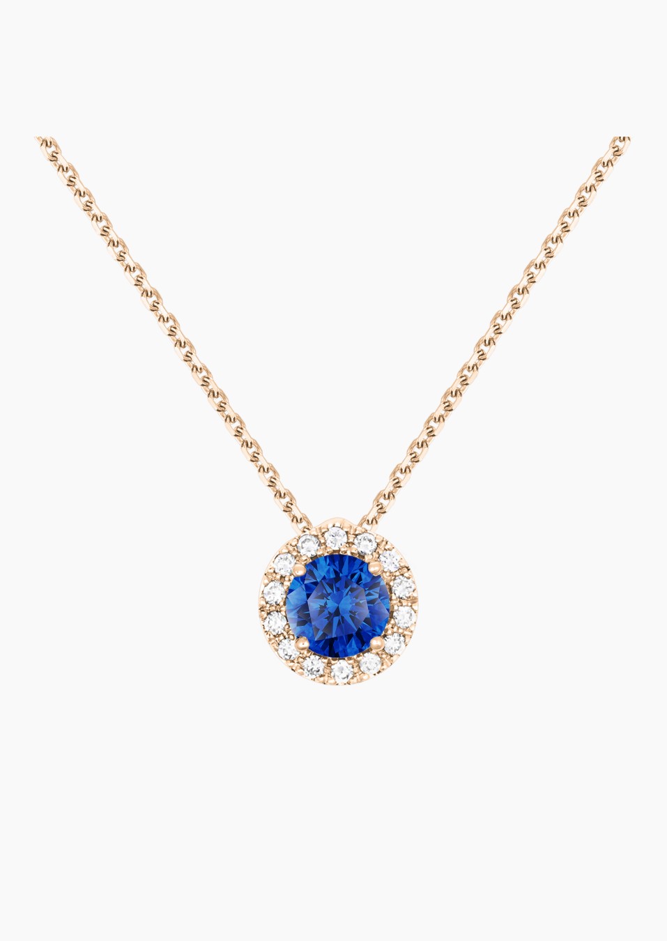 Coquette necklace in rose gold with blue sapphire and diamonds – Maison Lepage, French jeweler and designer since 1922.