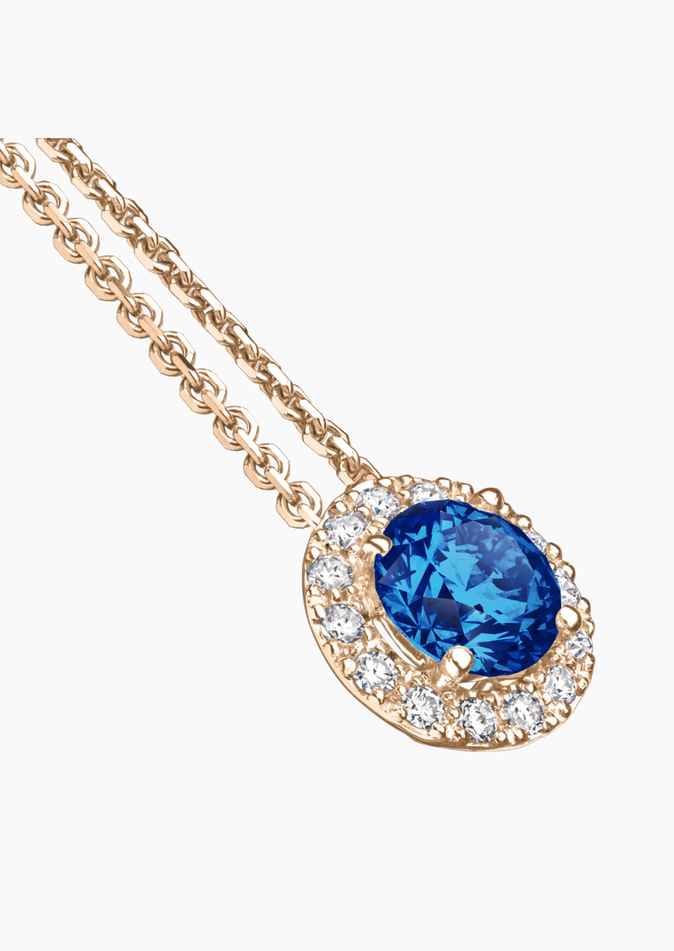 Coquette necklace in rose gold with blue sapphire and diamonds – Maison Lepage, French jeweler and designer since 1922.