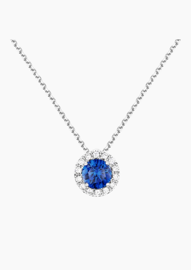
                                                                                    Coquette necklace in white gold with blue sapphire and diamonds – Maison Lepage, French jeweler and designer since 1922.
                                                                            