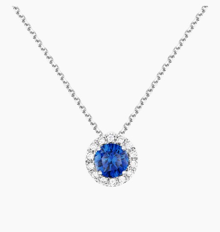 
                                                                                    Coquette necklace in white gold with blue sapphire and diamonds – Maison Lepage, French jeweler and designer since 1922.
                                                                            