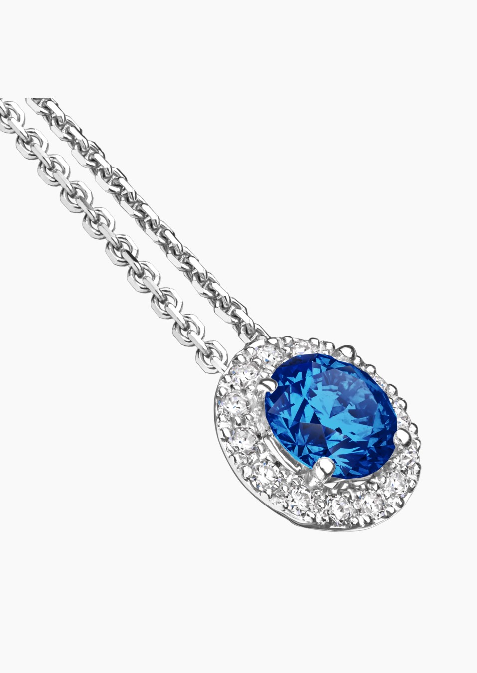 Coquette necklace in white gold with blue sapphire and diamonds – Maison Lepage, French jeweler and designer since 1922.