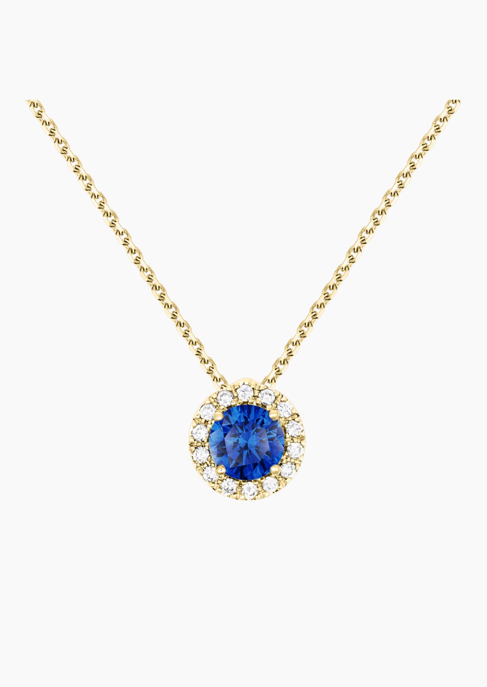 Coquette necklace in yellow gold with blue sapphire and diamonds – Maison Lepage, French jeweler and designer since 1922.