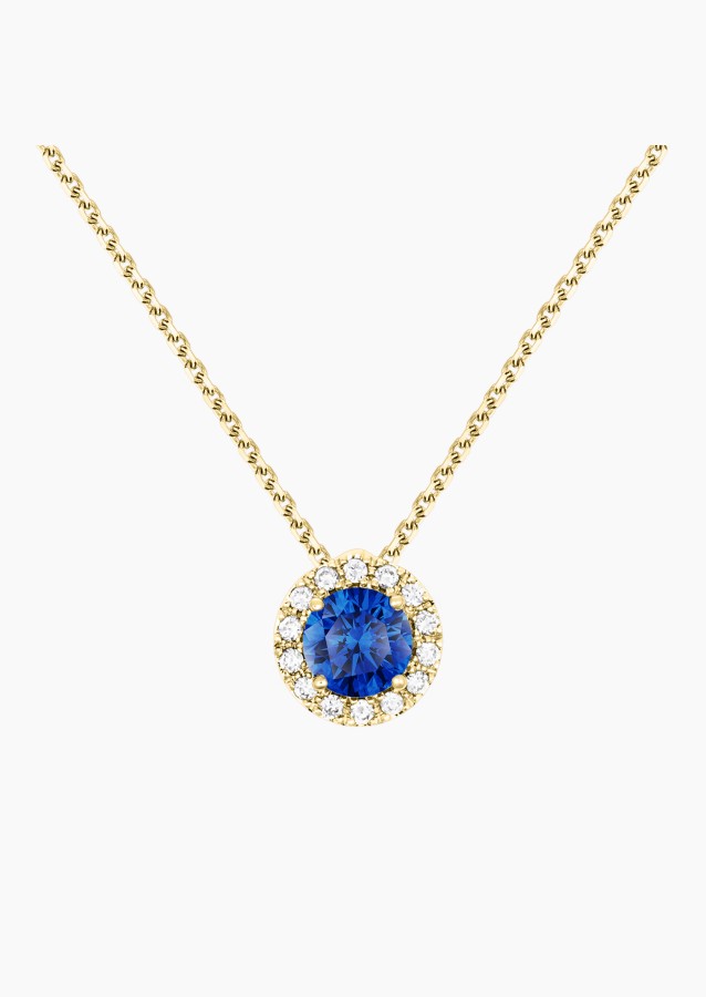 Coquette necklace in yellow gold with blue sapphire and diamonds – Maison Lepage, French jeweler and designer since 1922.