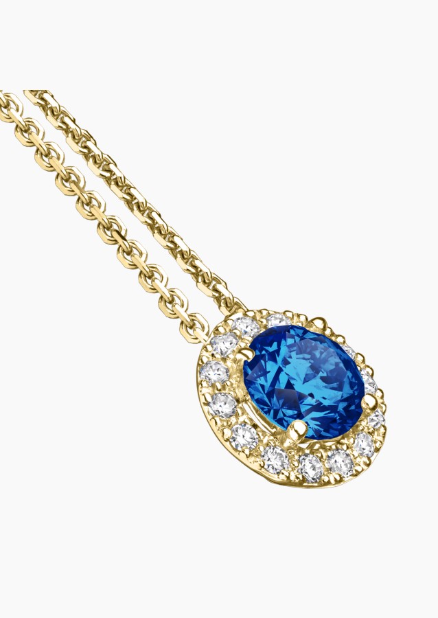 Collier Coquette en or jaune, saphir bleu et diamants - Maison Lepage joaillier créateur français 1922