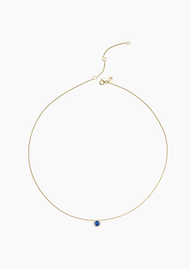 Coquette necklace in yellow gold with blue sapphire and diamonds – Maison Lepage, French jeweler and designer since 1922.