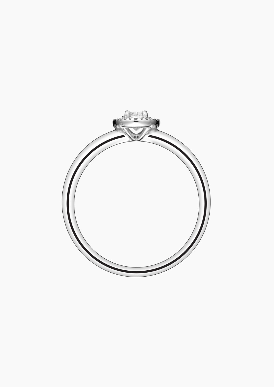 Bague Antoinette en or blanc, diamant ovale et diamants - Maison Lepage joaillier créateur français 1922