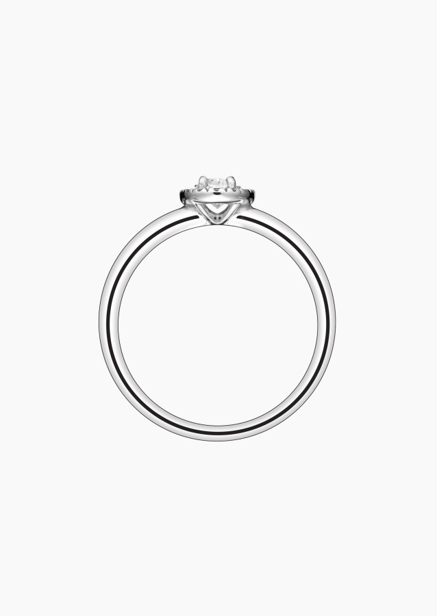 Antoinette ring in white gold, oval diamond and diamonds – Maison Lepage, French jeweler and designer since 1922.