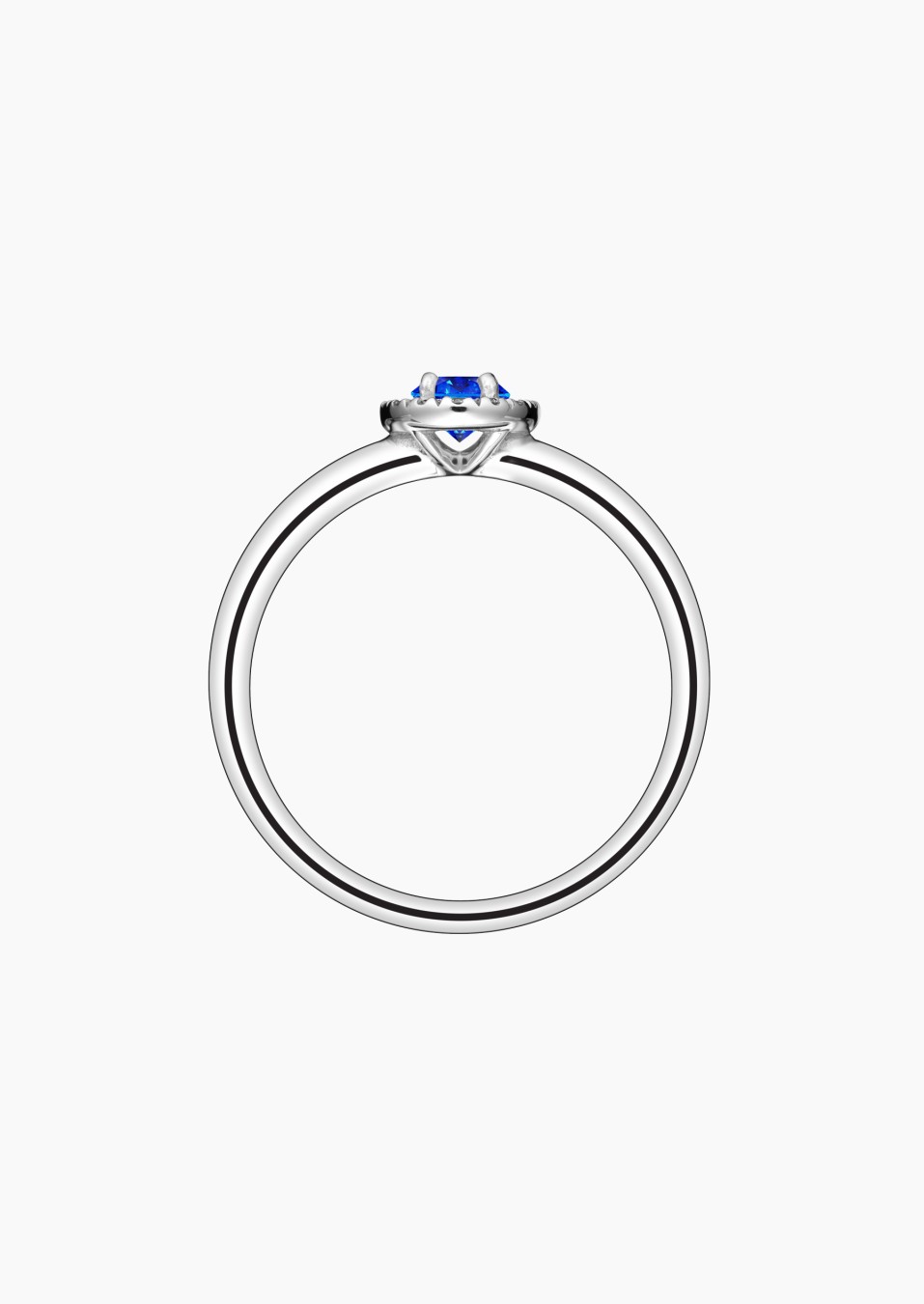 Bague Antoinette en or blanc, saphir bleu ovale et diamants - Maison Lepage joaillier créateur français 1922