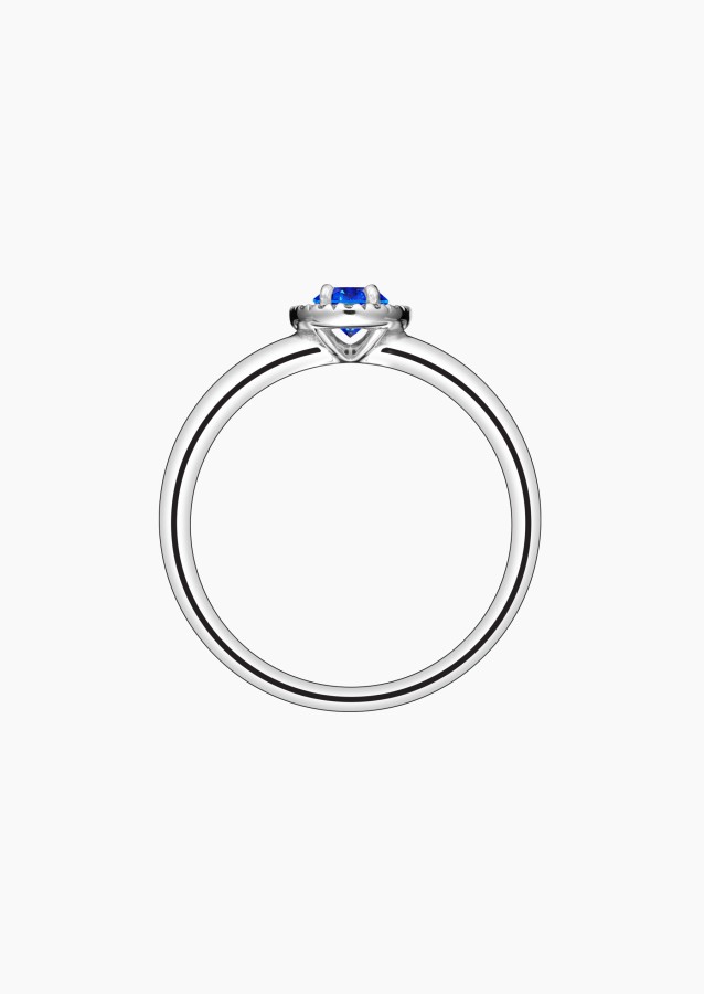 Antoinette ring in white gold, oval blue sapphire and diamonds – Maison Lepage, French jeweler and designer since 1922.