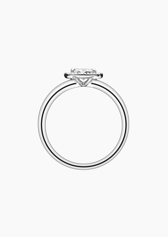 Eléanor ring in white gold, oval diamond and diamonds – Maison Lepage, French jeweler and designer since 1922.