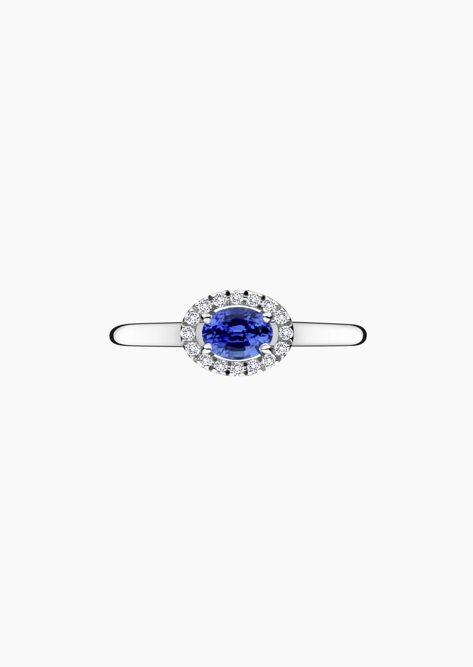 Eléanor ring in white gold, oval blue sapphire and diamonds – Maison Lepage, French jeweler and designer since 1922.