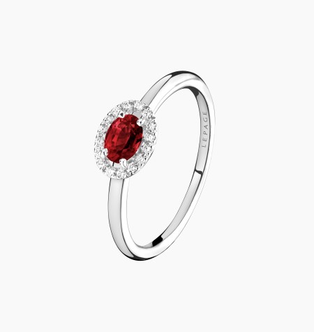 Eléanor ring in white gold, oval ruby and diamonds – Maison Lepage, French jeweler and designer since 1922.