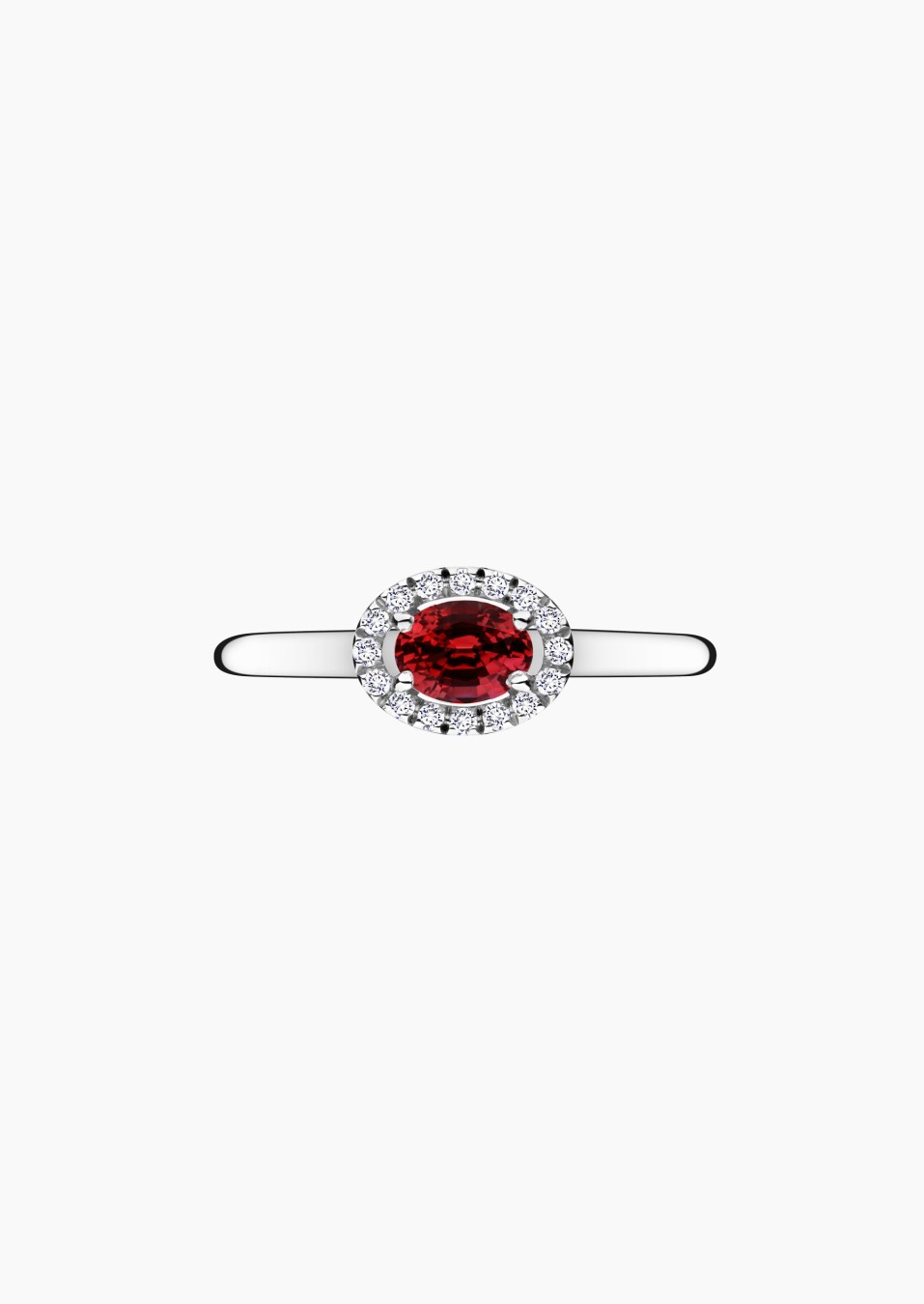 Eléanor ring in white gold, oval ruby and diamonds – Maison Lepage, French jeweler and designer since 1922.