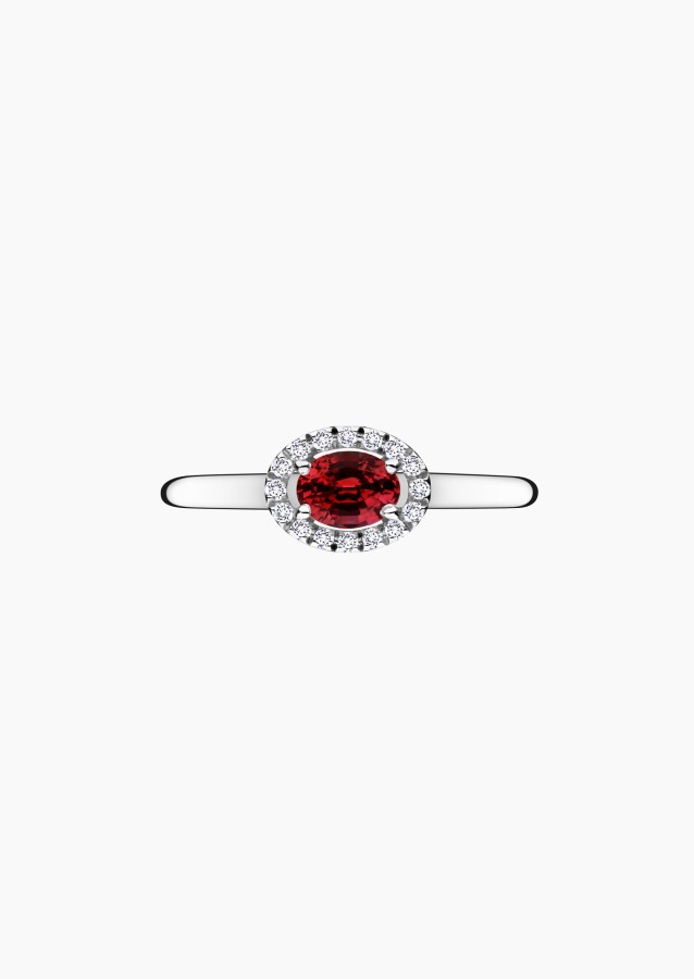 Eléanor ring in white gold, oval ruby and diamonds – Maison Lepage, French jeweler and designer since 1922.