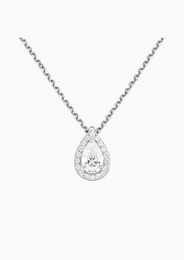 Collier Marceau en or blanc, diamant poire et diamants brillants - Maison Lepage joaillier créateur français 1922