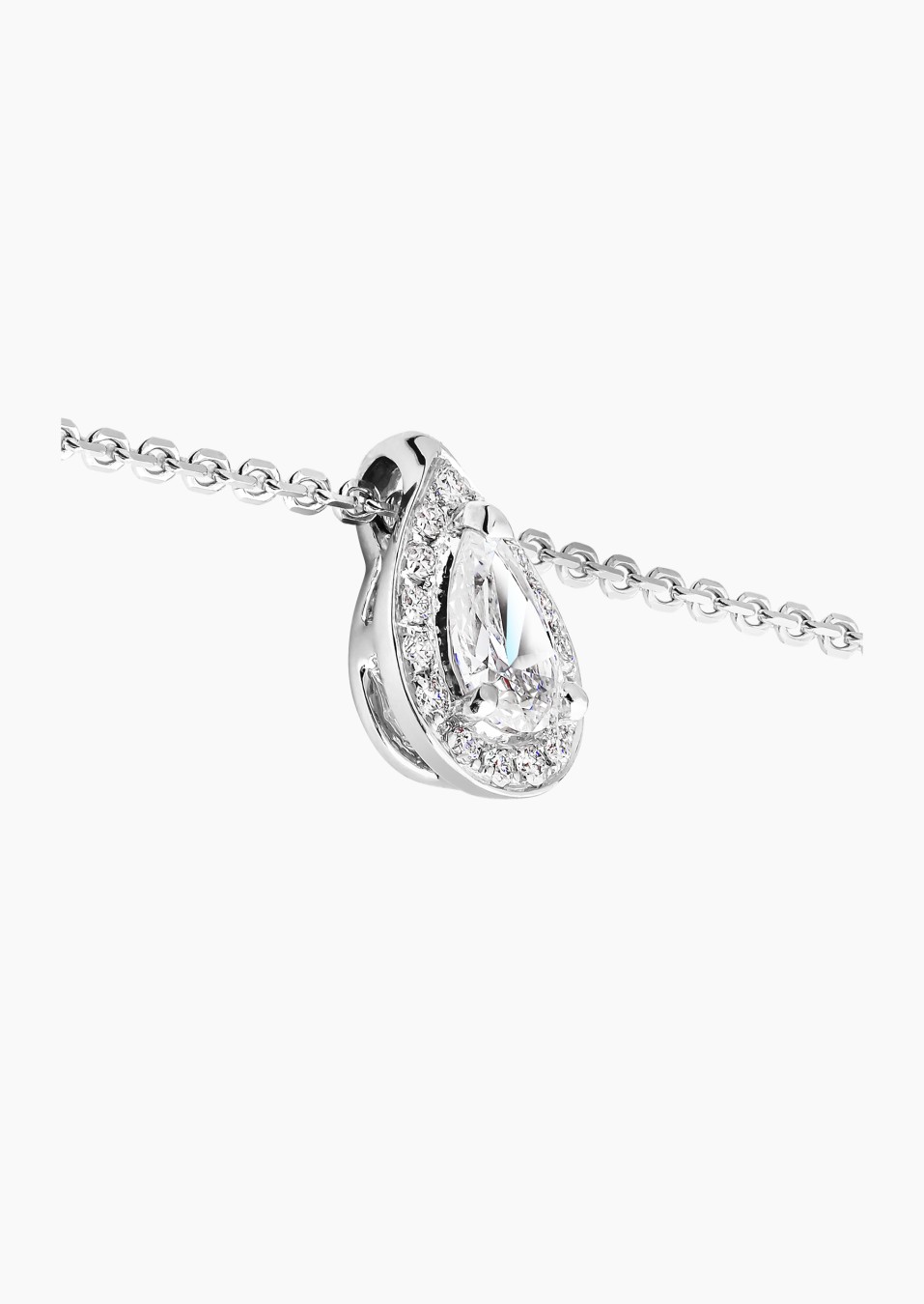 Marceau necklace in white gold, pear-cut and brilliant diamonds - Maison Lepage french jewellery designer 1922
