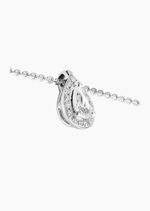 Collier Marceau en or blanc, diamant poire et diamants brillants - Maison Lepage joaillier créateur français 1922