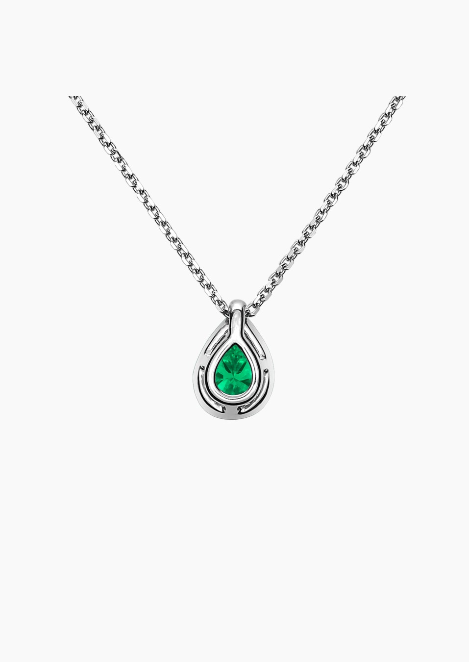 Collier Marceau en or blanc, émeraude poire et diamants brillants - Maison Lepage joaillier créateur français 1922