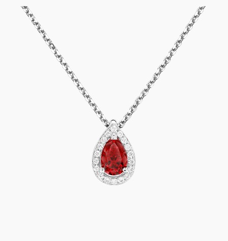 Jacques necklace in white gold with pear-shaped ruby and brilliant-cut diamonds – Maison Lepage, French jeweler and designer sin