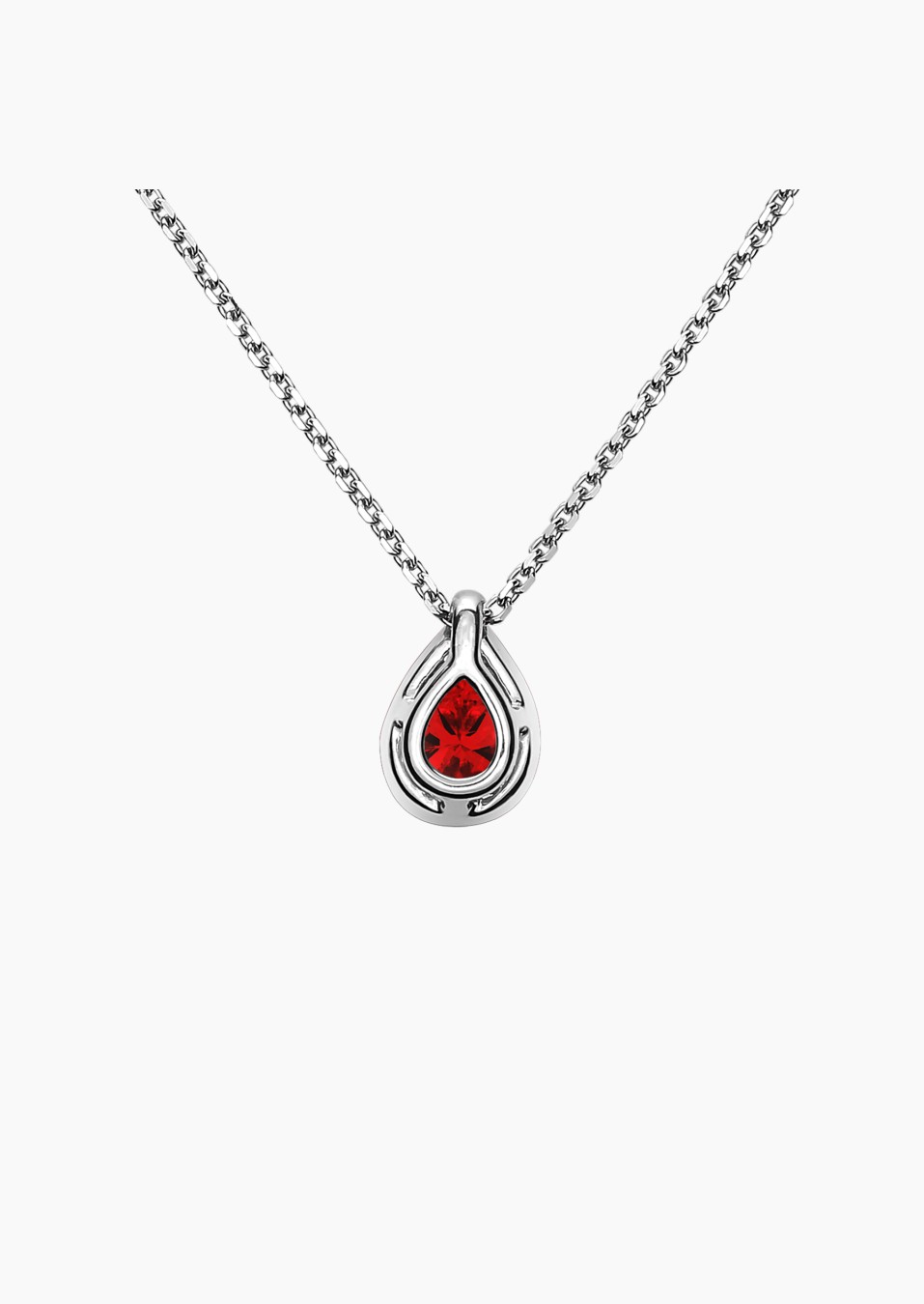 Collier Jacques en or blanc, rubis poire et diamants brillants - Maison Lepage joaillier créateur français 1922