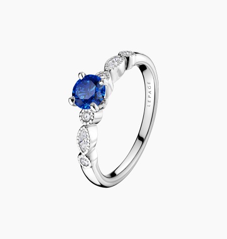Léon solitaire in gold, sapphire and diamonds / Lepage
