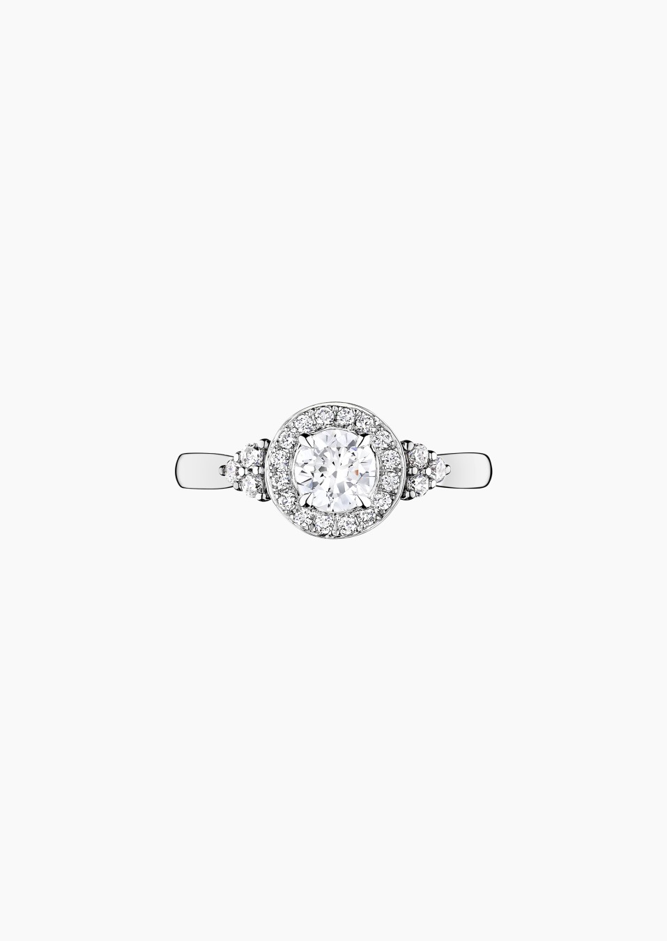 Pompadour solitaire ring, engagement ring in 18k white gold and diamonds – Maison Lepage, French jeweler and designer since 1922