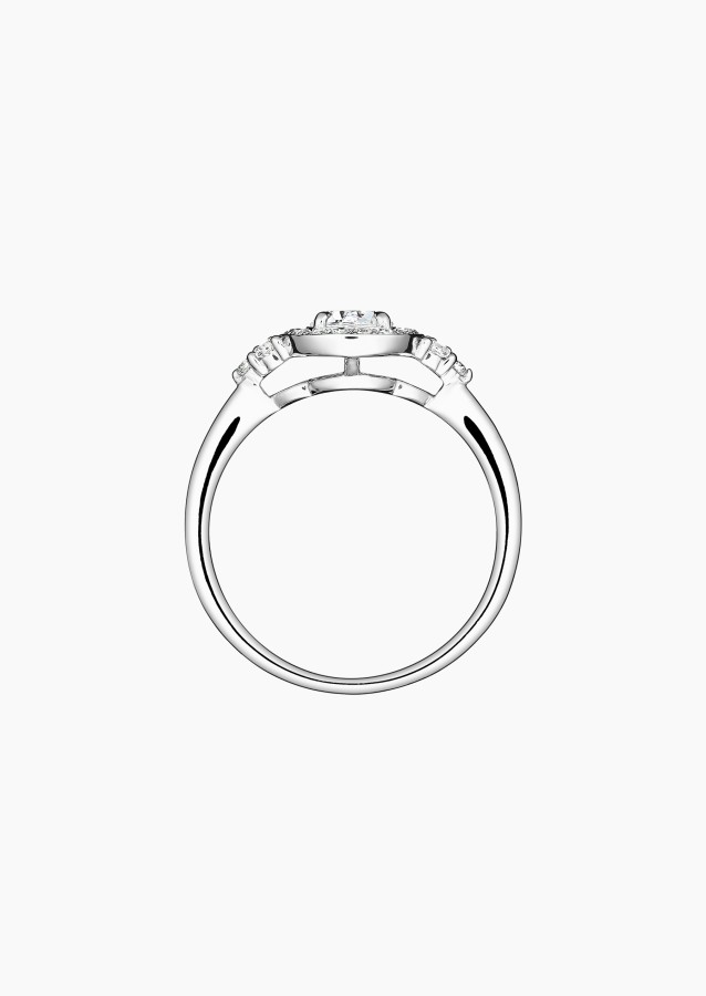 Pompadour solitaire ring, engagement ring in 18k white gold and diamonds – Maison Lepage, French jeweler and designer since 1922