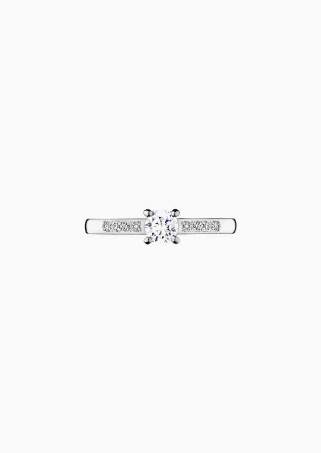 Aristide solitaire ring, engagement ring in 18k white gold and diamonds – Maison Lepage, French jeweler and designer since 1922.