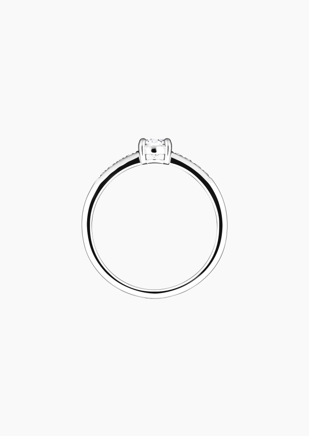 Solitaire Aristide, bague de fiançailles en or blanc 750 et diamants - Maison Lepage joaillier créateur français 1922