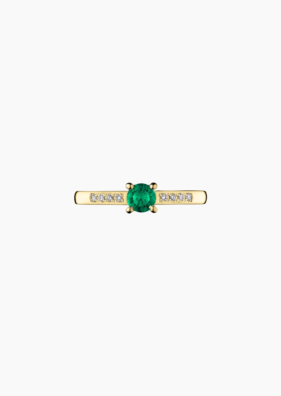 Aristide solitaire ring in yellow gold with emerald and diamonds – Jewel by Maison Lepage, jeweler and designer since 1922.
