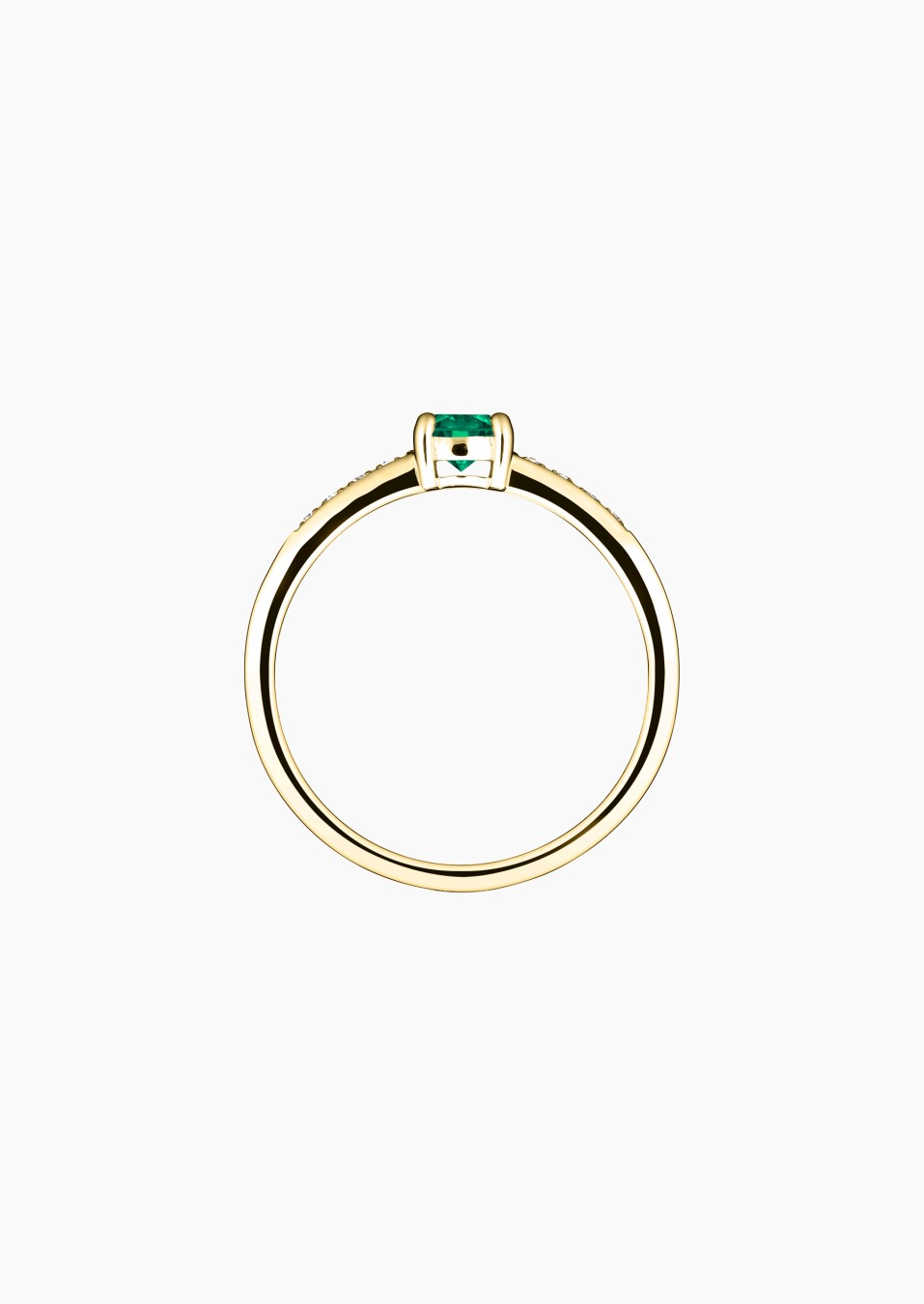 Aristide solitaire ring in yellow gold with emerald and diamonds – Jewel by Maison Lepage, jeweler and designer since 1922.