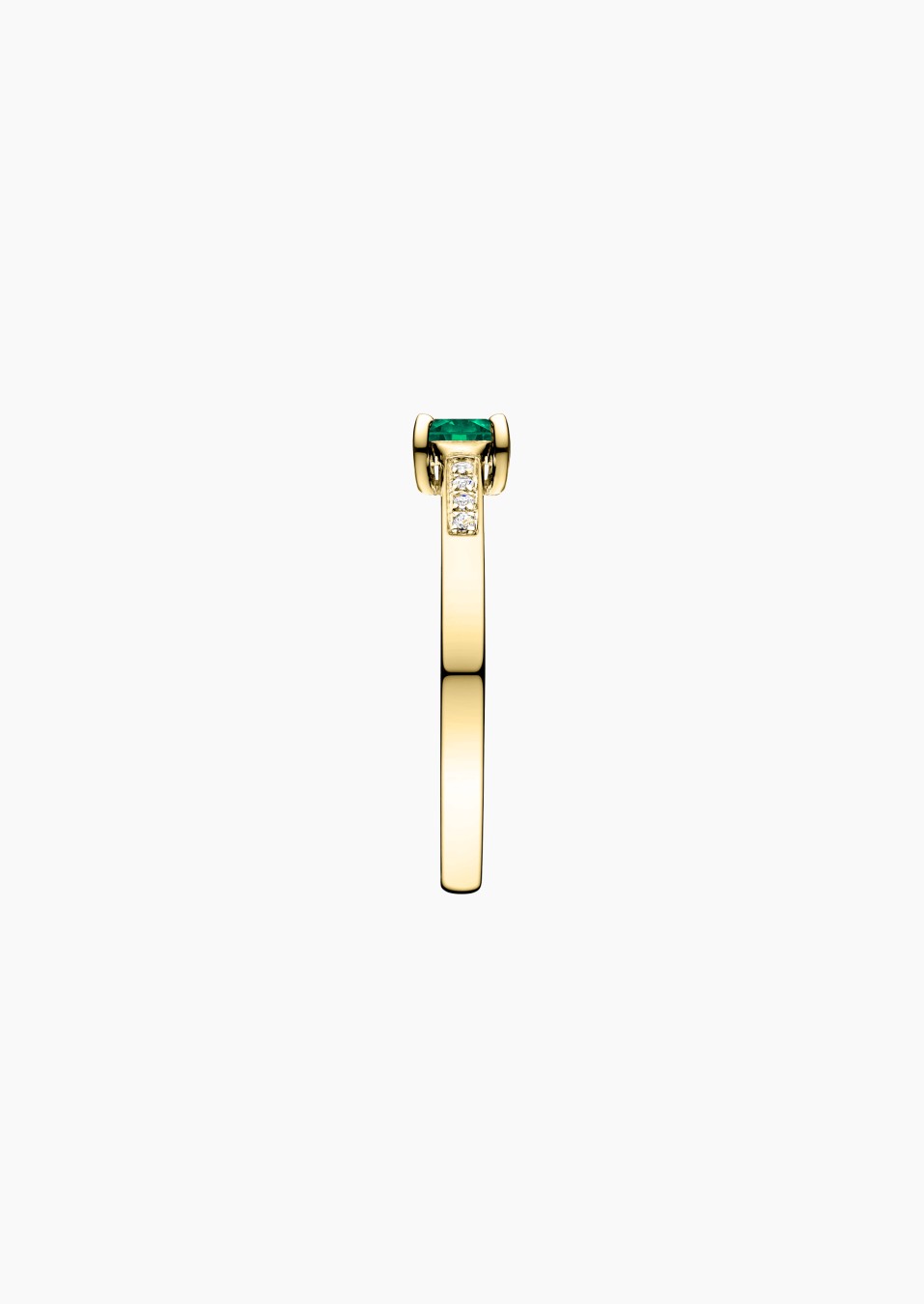 Aristide solitaire ring in yellow gold with emerald and diamonds – Jewel by Maison Lepage, jeweler and designer since 1922.