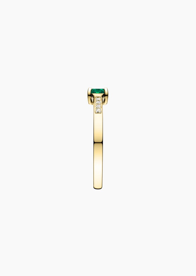 Solitaire Aristide en or jaune, émeraude et diamants - Bijou Maison Lepage joaillier créateur 1922