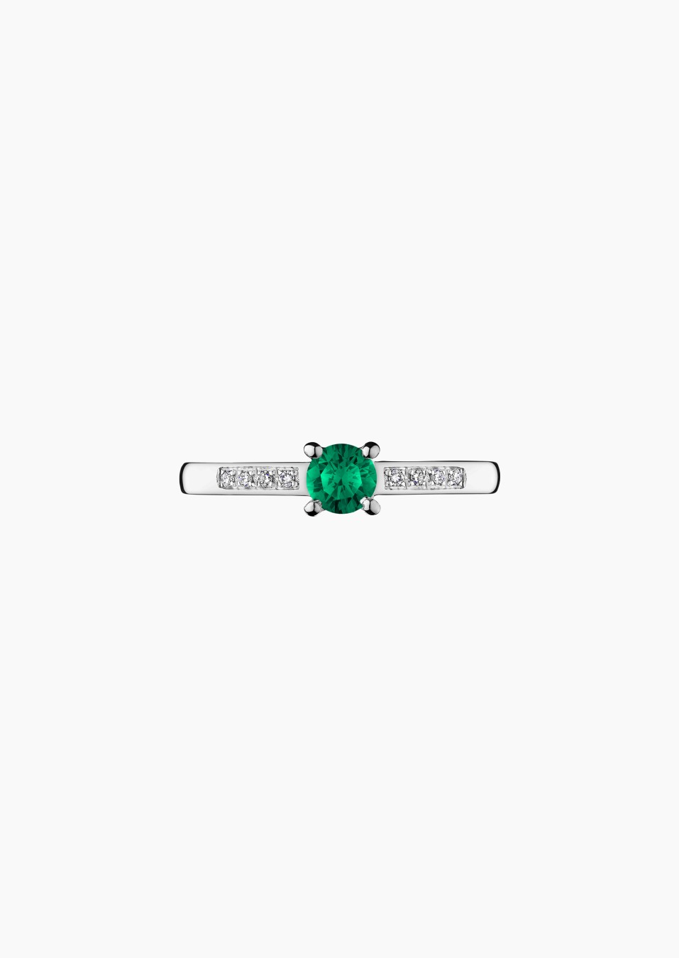 Aristide solitaire ring in white gold with emerald and diamonds – Jewel by Maison Lepage, jeweler and designer since 1922.