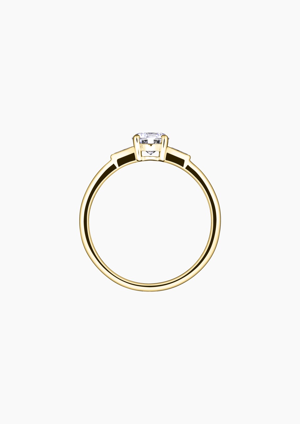 Solitaire Albert, bague de fiançailles en or jaune 750 et diamants brillant et baguettes - Maison Lepage joaillier créateur fran