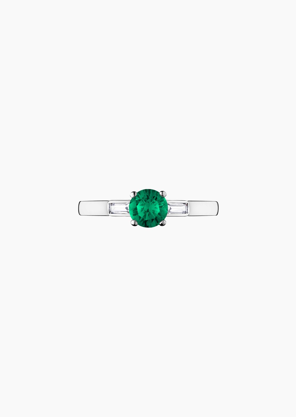 Albert solitaire ring in white gold with emerald and diamonds – Jewel by Maison Lepage, jeweler and designer since 1922.
