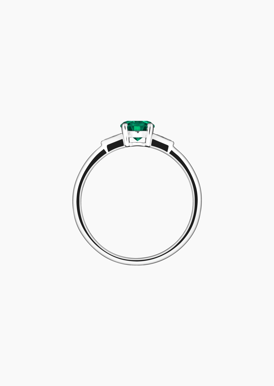 Albert solitaire ring in white gold with emerald and diamonds – Jewel by Maison Lepage, jeweler and designer since 1922.