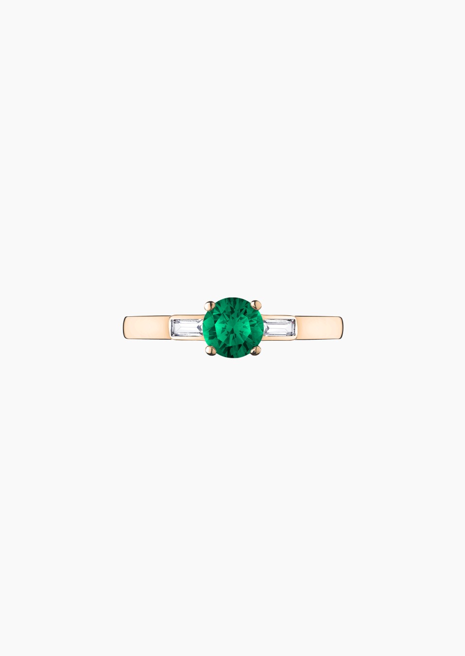 Albert solitaire ring in rose gold with emerald and diamonds – Jewel by Maison Lepage, jeweler and designer since 1922.