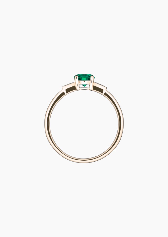 Albert solitaire ring in rose gold with emerald and diamonds – Jewel by Maison Lepage, jeweler and designer since 1922.