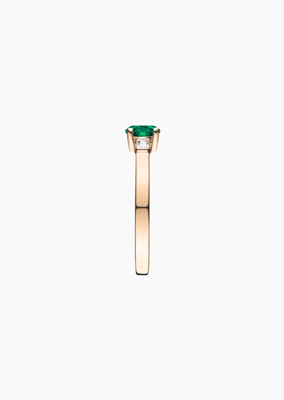 Albert solitaire ring in rose gold with emerald and diamonds – Jewel by Maison Lepage, jeweler and designer since 1922.