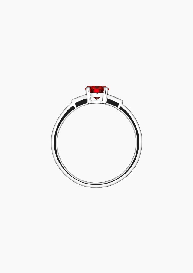 Albert solitaire ring in white gold with ruby and diamonds – Maison Lepage, French jeweler and designer since 1922.